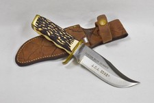 Vintage Custom Craftsman Bear Skinner Knife A. C. A. Edge USA  Stag Handle picture