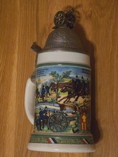 Vintage Imperial German Artillery Regimental Beer Stein Pewter Cannon Lid picture