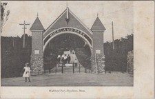 Highland Park Brockton MA Stone Entrance Archway Undivided Back 1900s Postcard picture