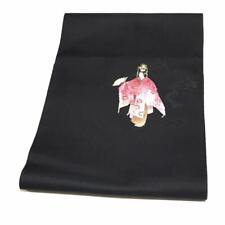 Nagoya Obi Kimono 8932  Noh Danceembroidery Masterpiece Pure Silk  Black picture