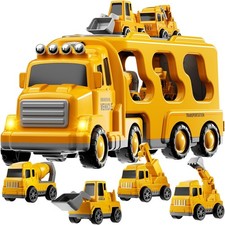 Construction Trucks Toys for 2 3 4 5 Years Old Boys - 5-In-1 Carrier Transport V picture