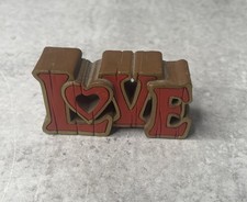 Vintage โLOVEโ hallmark 1979 Faux Woodgrain Valentine Merry Miniatures picture