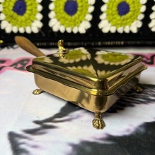 Vintage Seiden Solid Brass Silent Butler Crumb Catcher LionClaw Feet Mid Century picture
