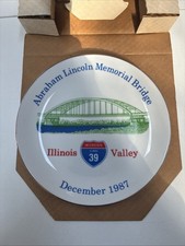 1987 Abraham Lincoln Memorial Bridge Plate Illinois I-39 Dedication W/box & Note picture