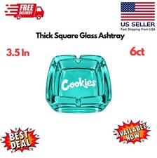 Thick Square Glass Ashtray 3.5in Teal Blue Color Man Cave Decor Gift Novelty picture