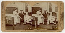Female Prostitutes 1890 Brothel Sex Worker Stockings Legs Stereoview Photo 13984 picture