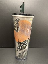 Starbucks 2025 Moth Moon Glow In The Dark 24oz Acrylic Tumbler Cup w/Straw - New picture