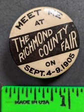 Vintage 1905 Richmond County Fair Pinback Pin (Rusted Back) picture