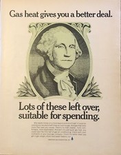 1970 American Gas PRINT AD George Washington Dollar VTG 70s Gas Heat Better Deal picture