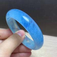 59mm Natural Blue Aquamarine Crystal Gemstone Bangle Bracelet Handmade picture