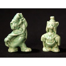 Vintage 1940s Disney Pinocchio Green Porcelain Figurines Fowl Fellow & Gideon picture
