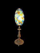 Vintage Murano Glass Table Lamp with Floral Glass Flowers, Ornate Solid Brass picture