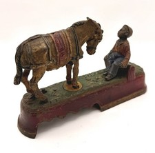 Antique 1897 Mechanical Cast Iron Coin Bank - Always Did Spise A Mule picture