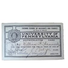 1922 University of Pennsylvania Ivy League Matriculation Card ~ 100 Years Old picture