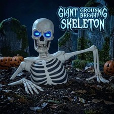 Giant Skeleton Moving LCD Eyes Spooky Sounds Motion Sensor Halloween Yard Decor picture