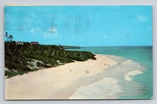 The Crane Beach St. Phillip Barbados Vtg Postcard View Mailed w/ Barbados Stamps picture