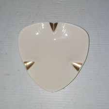 Vintage Mid-Century Lenox Delta Triangular Ashtray Cream with Gold Accent picture