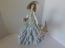 STUNNING LLADRO SPAIN FIGURINE #6542 STROLL IN THE SUN LADY WITH PARASOL  - MINT picture