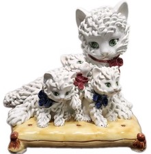 Vintage Italy 1950's Spaghetti Noodle Cat W/Kittens Figurine Mid-century  picture