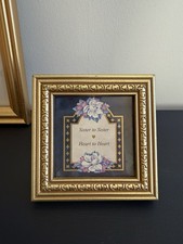 Vintage 1997 Heartfelt Collection Kathy Seek Sister Framed Art Gold Frame 4” picture