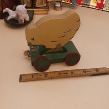 412. VTG primitive Small wood chick pull toy picture