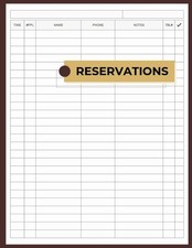 Reservation Book for Restaurant: Undated Log for Same Day Guest Reservations | I picture