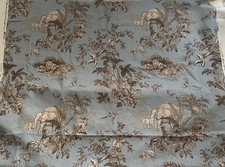 Scalamandre African Toile Taupe on London Blue 100% Linen 9 continuous yard picture