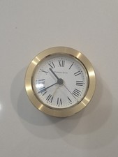 Pre-Owned Tiffany & Co Vintage Round Gold-Tone Table Desk Portfolio Mantle Clock picture