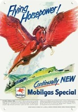 1950 MOBIL GAS Red Flying PEGASUS Horse Horsepower DECORATIVE REPLICA METAL SIGN picture