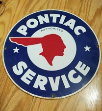 Pontiac Service PORCELAIN SIGN Vintage Automobile Advertising, Patina picture