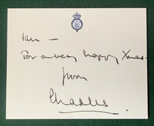 Antique Hand Signed Embossed Christmas Card Prince Charles of Wales 1981 picture