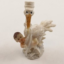 New SFI Vintage Porcelain Stork w/ Baby Figurine Hand-Painted 4.5in picture