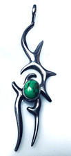 SIGNED L.D & STERLING & TURQUOISE 3 1/4 PENDENT MODERN NATIVE AMERICAN EXCELLENT picture