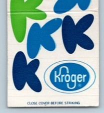 Kroger Brand Foods Grocery Store Market Matchbook Cover MBC1K K Logo Blue Green picture