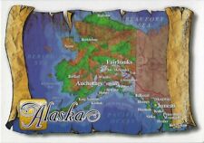 Alaska The Great Land Map Postcard Bering Beaufort Sea Anchorage Juneau Nome  picture