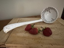 ATQ Ironstone Soup Tureen Ladle - Brown Floral Transfer Pattern Inside Bowl -10
