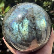 10.2LB Large Natural Blue Flash Labradorite Sphere Crystal Ball Healing Decor picture