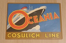 Vintage rare Oceania Cosulich Line luggage label ~1930's picture