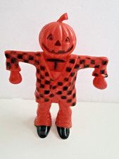 Vintage 1950s Rosbro Halloween Plastic Scarecrow Candy Container Checked Suit picture