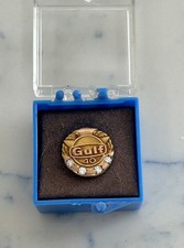 Vintage Original 10K Gold Diamonds Gulf 40 Year Service Pin and gold chain picture