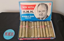 Vintage Swell Presidential Candidate Hubert H Humphrey Bubble Gum Cigars Box HHH picture