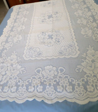 ~NEW FLORAL QUAKER LACE WHITE POLYESTER TABLECLOTH W/SCALLOPED EDGES 58