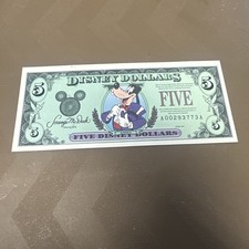 1997  Disney dollar $5 note TUXEDO Goofy AA series  - Crisp -  FAST SHIPPING picture
