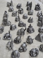 Vintage Pewter Miniature Thimble Collection World Landmarks Monuments Lot Of 33 picture