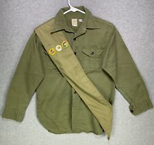 Vintage Sanforized BSA Boy Scouts Official Long Sleeve Shirt & Sash 14” Neck picture