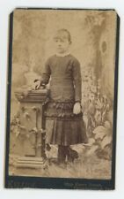 Antique CDV Circa 1870s Adorable Little Girl Posing in Studio Connersville, IN picture
