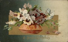 Christmas pansies vase pastel embossed Winsch to MOLLY SARTWELL Theresa NY picture