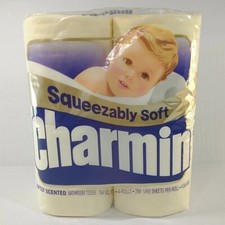 1988 Vintage Charmin Yellow 4 Roll Count  Toilet Paper NOS Factory Sealed Prop  picture