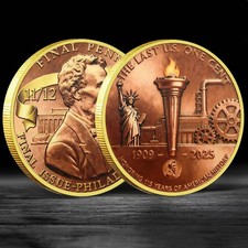 2025 Last U.S. One Cent Memorial Coin - Final Penny Golden Medal (NOT 3D) picture