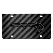 Dodge SRT Hellcat 3D Gray Logo Carbon Fiber Pattern Steel License Plate picture